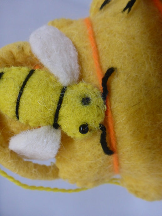 Shared Earth Large Felt Bee Hive Hanging Decoration with Bees