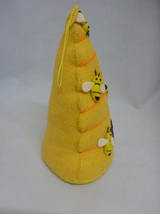 Shared Earth Large Felt Bee Hive Hanging Decoration with Bees