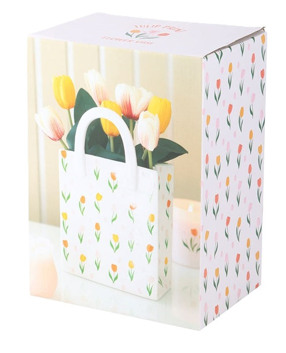 Something Different Tulip Fields Shopper Bag Shaped Ceramic Flower Vase