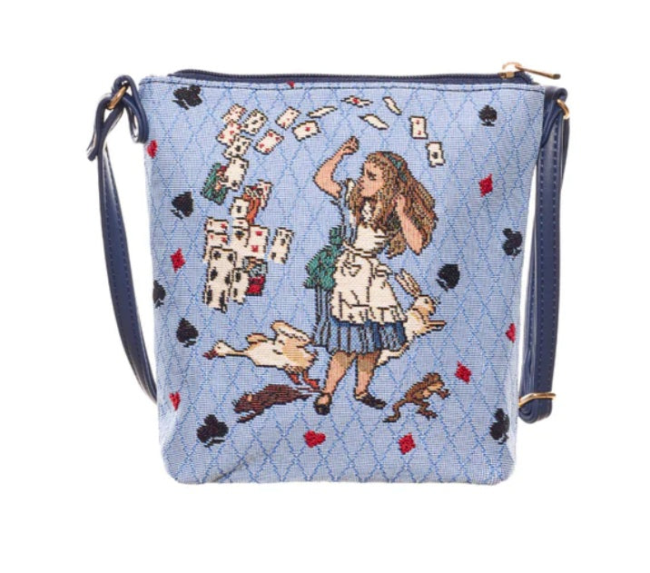 Signare Tapestry Alice in Wonderland 'Nothing But Cards' Crossbody Sling Bag