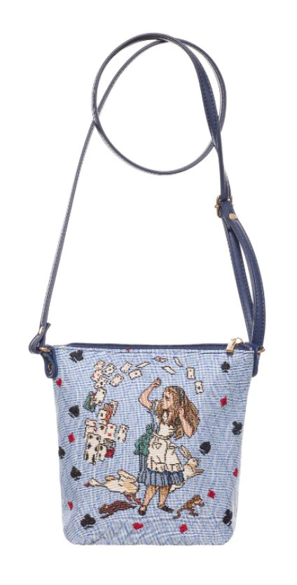 Signare Tapestry Alice in Wonderland 'Nothing But Cards' Crossbody Sling Bag
