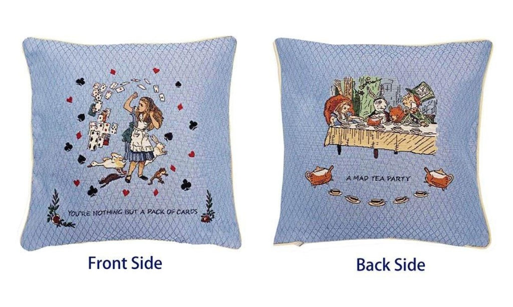 Signare Tapestry Cushion Cover 45cm - Alice in Wonderland Nothing But Cards Blue