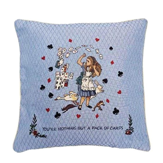 Signare Tapestry Cushion Cover 45cm - Alice in Wonderland Nothing But Cards Blue