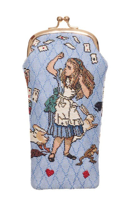 Signare Tapestry Clasp Top Soft Glasses Case - Alice in Wonderland Nothing But Cards