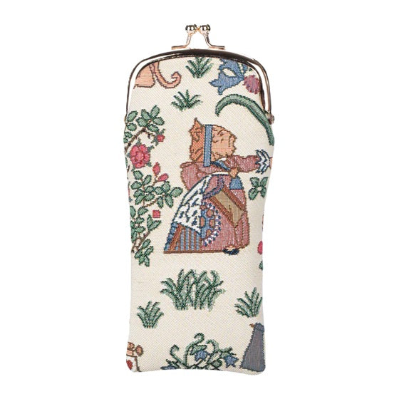 Signare Tapestry Clasp Top Soft Glasses Case - Alice in Wonderland Cream