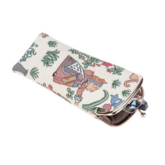 Signare Tapestry Clasp Top Soft Glasses Case - Alice in Wonderland Cream