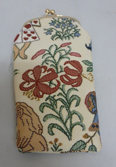 Signare Tapestry Clasp Top Soft Glasses Case - Alice in Wonderland Cream