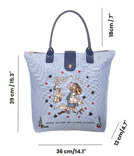 Signare Tapestry Foldaway Shopper Bag - Alice in Wonderland Nothing But Cards