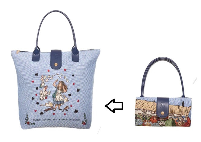 Signare Tapestry Foldaway Shopper Bag - Alice in Wonderland Nothing But Cards