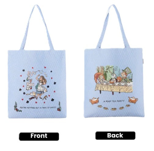 Signare Tapestry Flat Tote Shopper Bag - Alice in Wonderland Tea Party