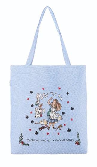 Signare Tapestry Flat Tote Shopper Bag - Alice in Wonderland Tea Party