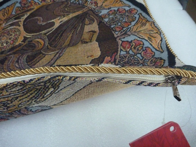 Signare Tapestry Throw Cushion Cover 45cm - Alphonse Mucha Primrose