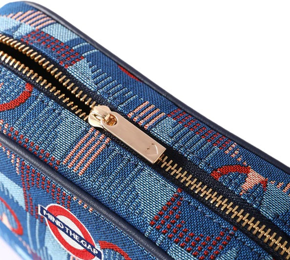 Signare Tapestry Camera Hip Cross Body Bag - TFL Piccadilly Moquette Mind the Gap
