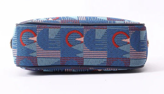 Signare Tapestry Camera Hip Cross Body Bag - TFL Piccadilly Moquette Mind the Gap