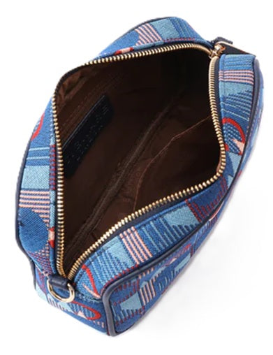 Signare Tapestry Camera Hip Cross Body Bag - TFL Piccadilly Moquette Mind the Gap