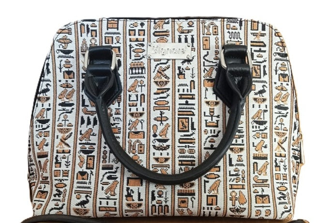Signare Tapestry Convertible Grab & Shoulder Bag - Cartouche Egyptian Hieroglyphics