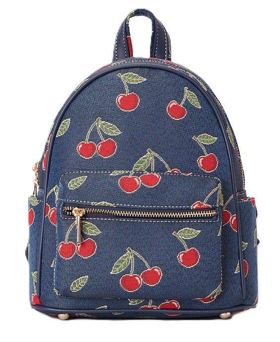 Signare London Tapestry Cherry Backpack & Daypack – Blue & Navy