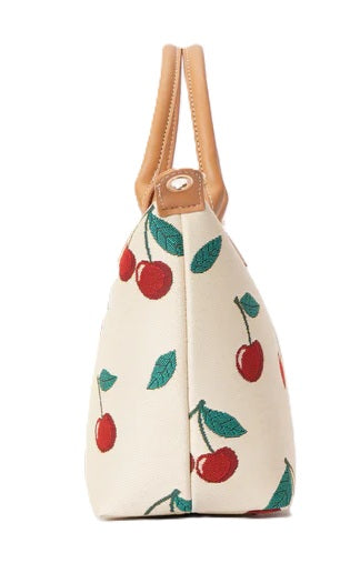 Signare London Cherry Tapestry 2-in-1 Grab and Crossbody Bag Cream