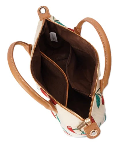 Signare London Cherry Tapestry 2-in-1 Grab and Crossbody Bag Cream