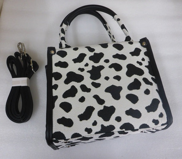 Signare Tapestry Cow Print City Convertible Small Grab Bag