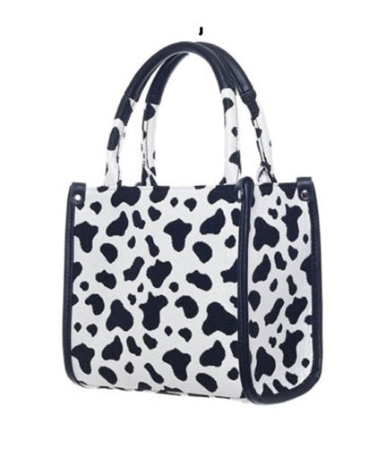 Signare Tapestry Cow Print City Convertible Small Grab Bag