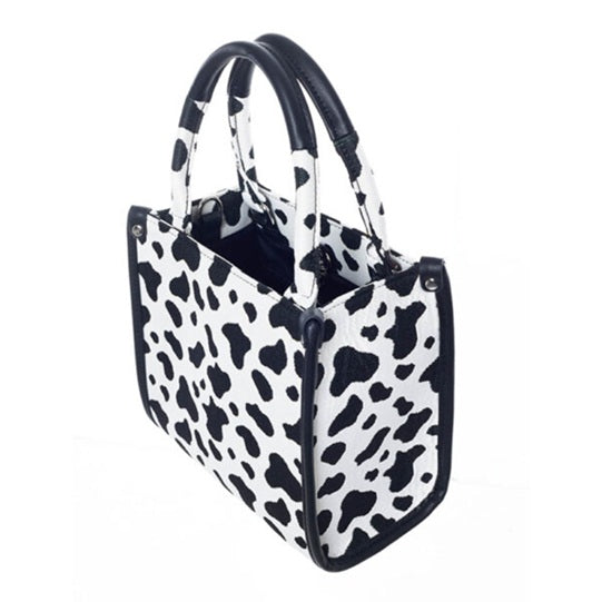 Signare Tapestry Cow Print City Convertible Small Grab Bag