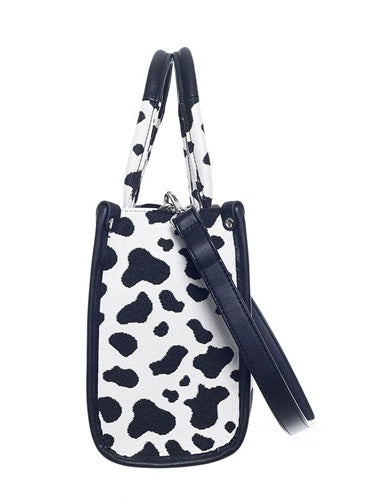 Signare Tapestry Cow Print City Convertible Small Grab Bag