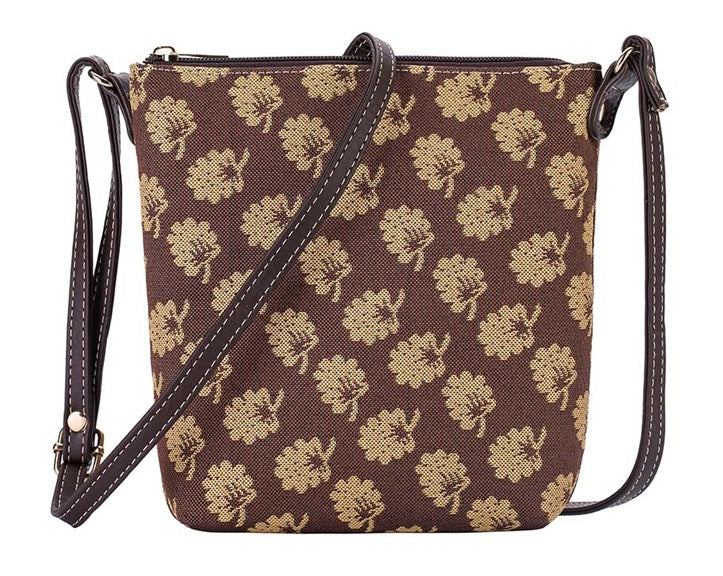 Signare Tapestry Jane Austen Oak Leaves Crossbody Sling Bag