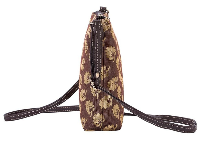 Signare Tapestry Jane Austen Oak Leaves Crossbody Sling Bag