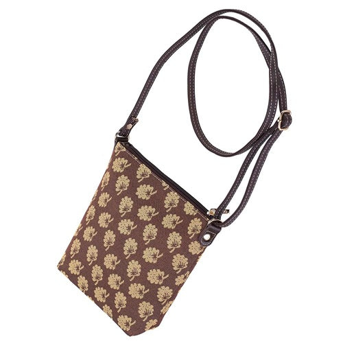 Signare Tapestry Jane Austen Oak Leaves Crossbody Sling Bag