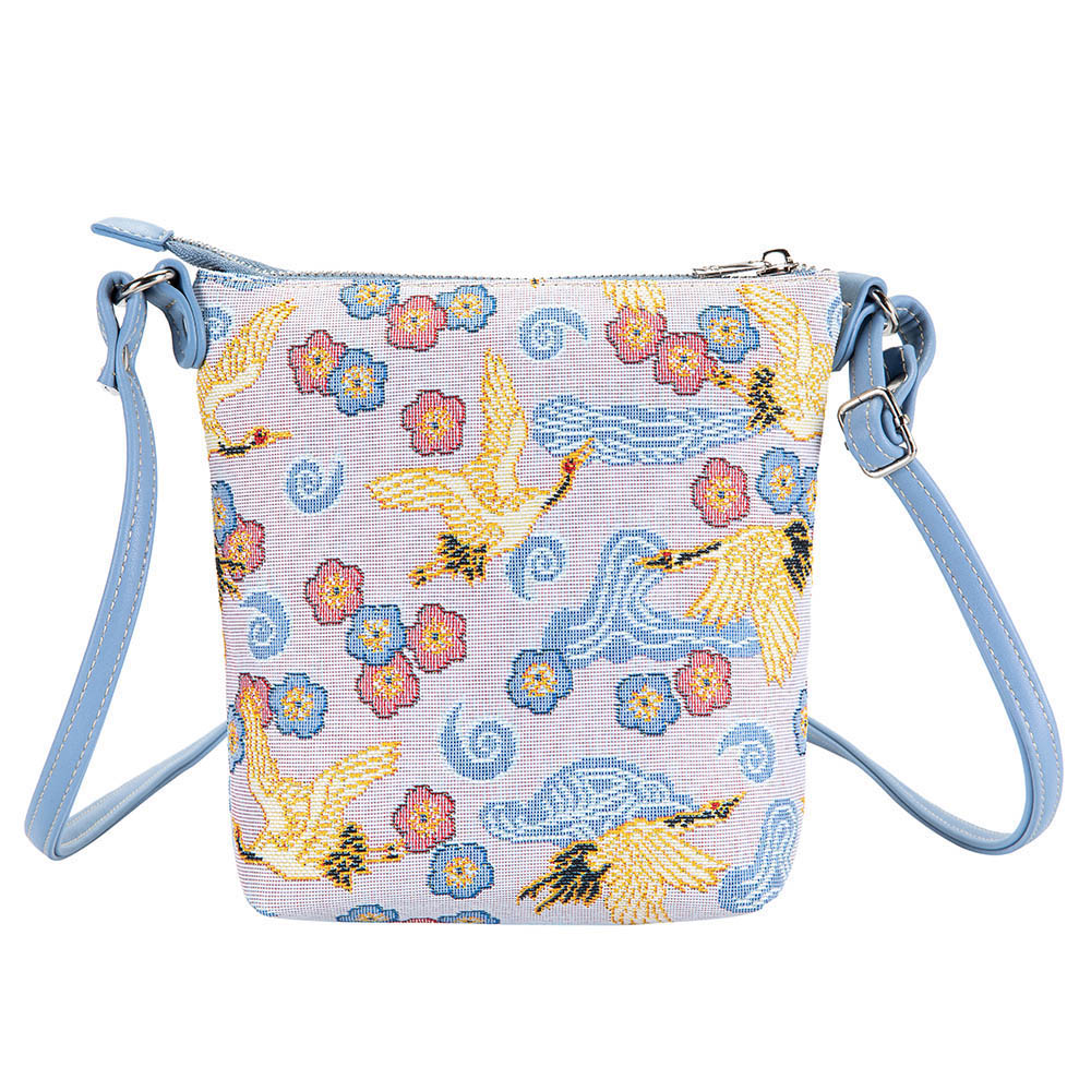 Signare Tapestry Japanese Crane Crossbody Sling Bag