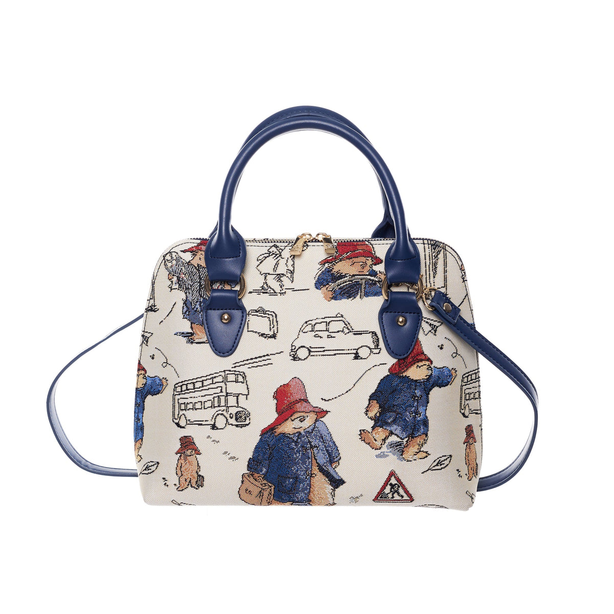 Signare Tapestry Convertible Grab & Shoulder Bag - Paddington Bear Cream Blue
