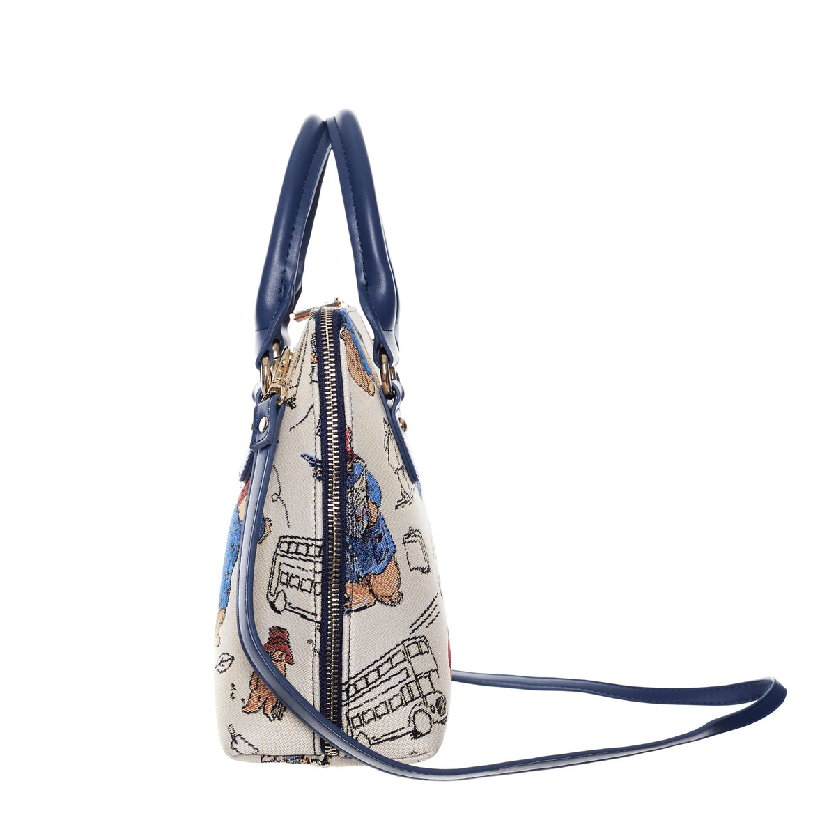 Signare Tapestry Convertible Grab & Shoulder Bag - Paddington Bear Cream Blue