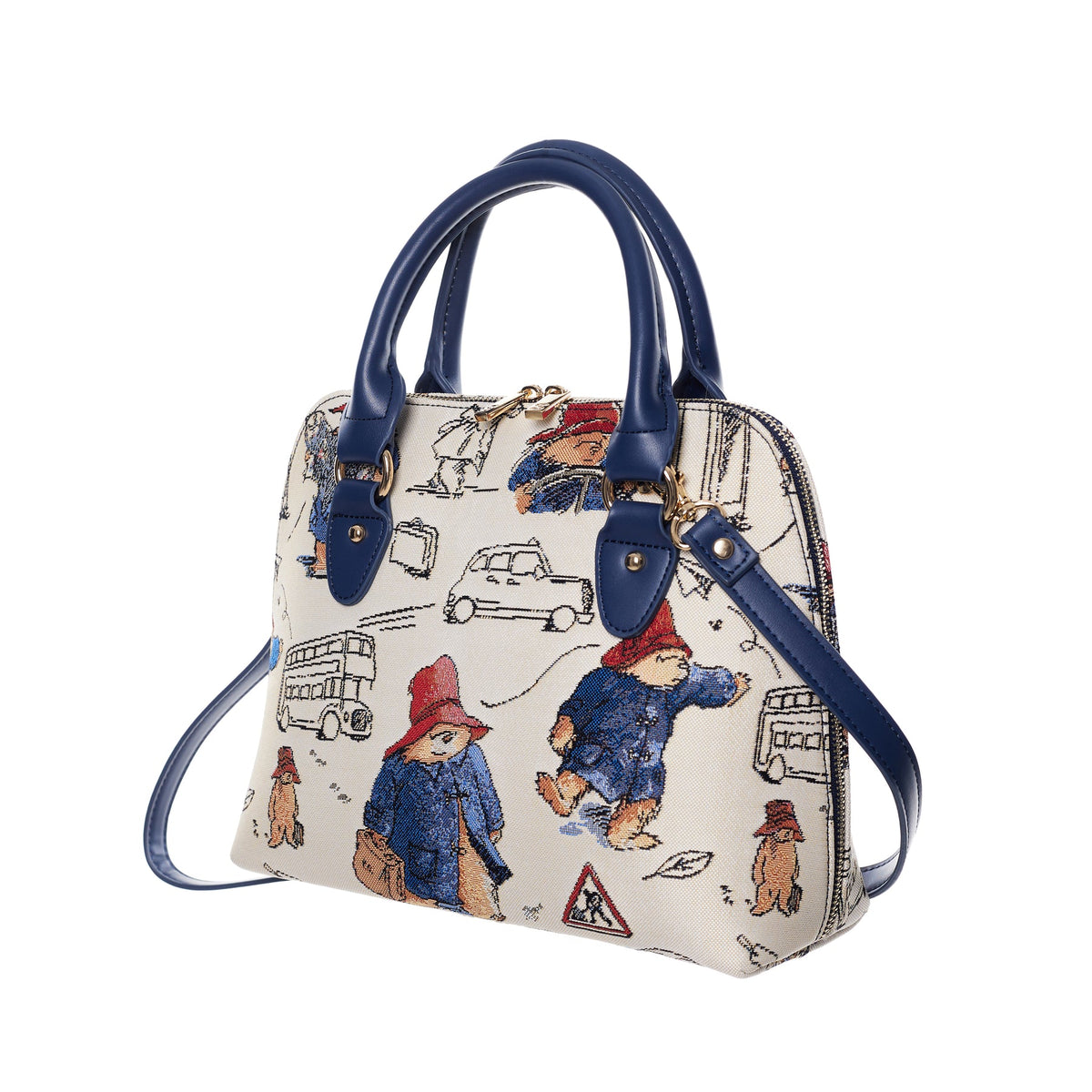 Signare Tapestry Convertible Grab & Shoulder Bag - Paddington Bear Cream Blue