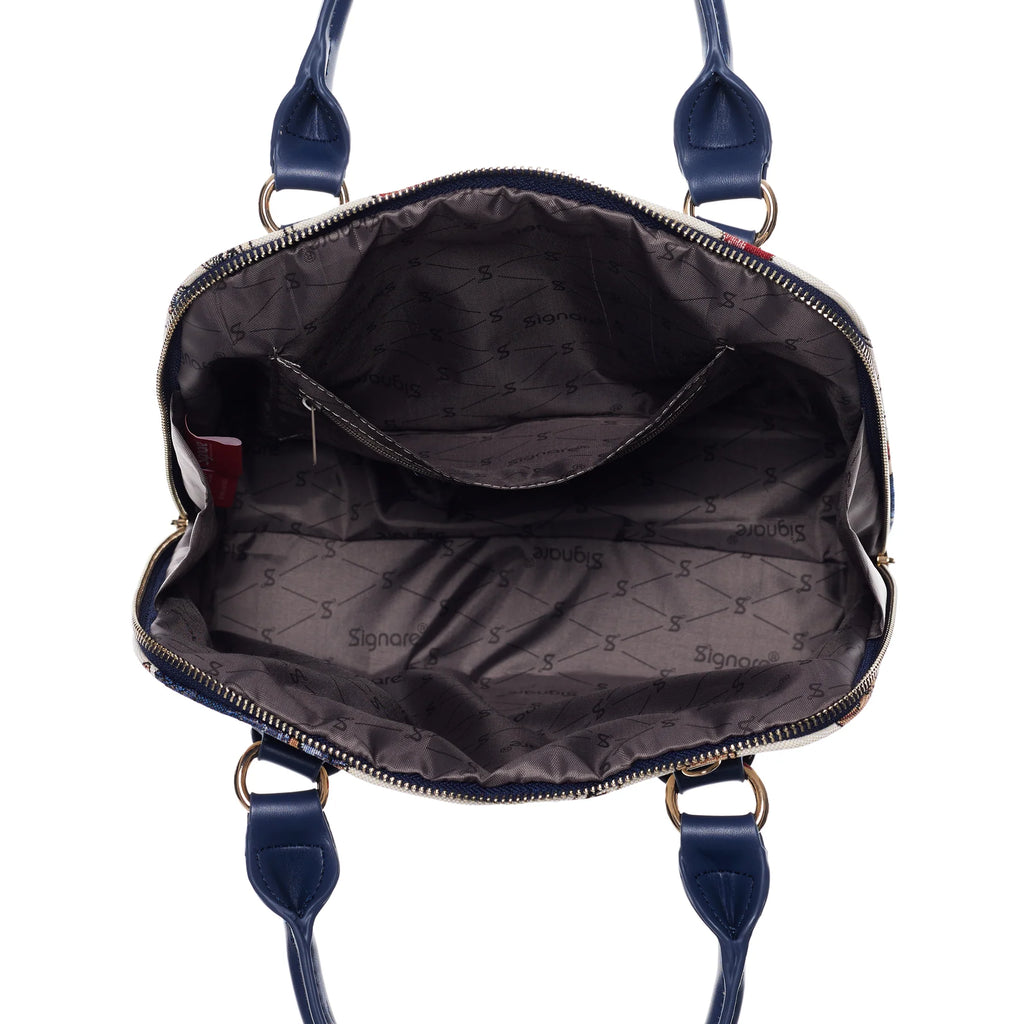 Signare Tapestry Convertible Grab & Shoulder Bag - Paddington Bear Cream Blue