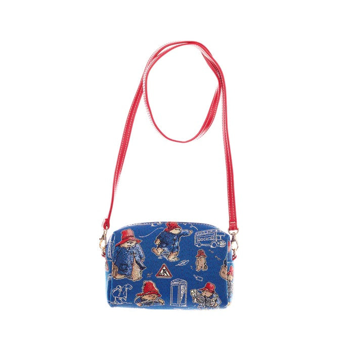 Signare Tapestry Hip Cross Body Bag - Paddington Bear Blue & Red