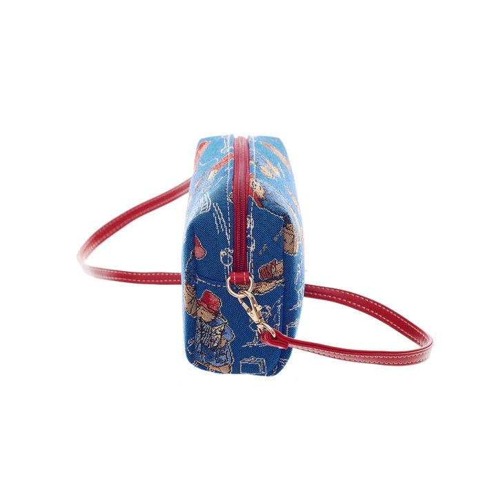Signare Tapestry Hip Cross Body Bag - Paddington Bear Blue & Red