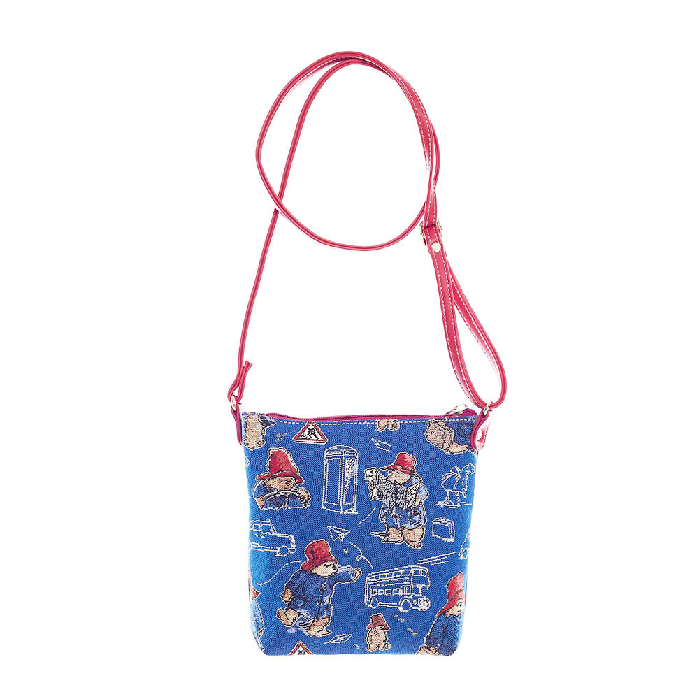 Signare Tapestry Paddington Bear London Crossbody Sling Bag – Blue & Red