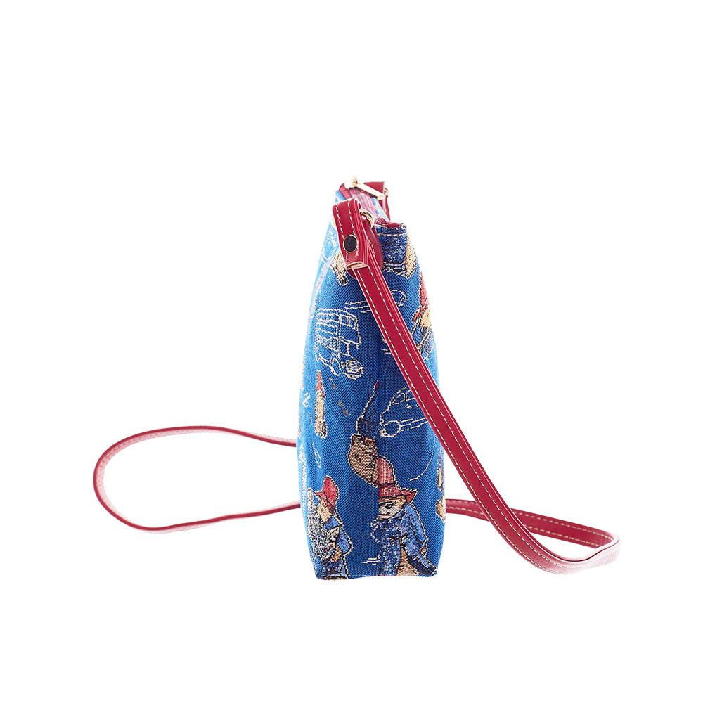 Signare Tapestry Paddington Bear London Crossbody Sling Bag – Blue & Red