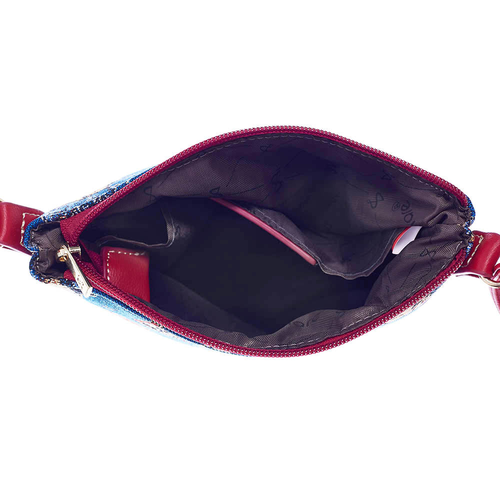 Signare Tapestry Paddington Bear London Crossbody Sling Bag – Blue & Red