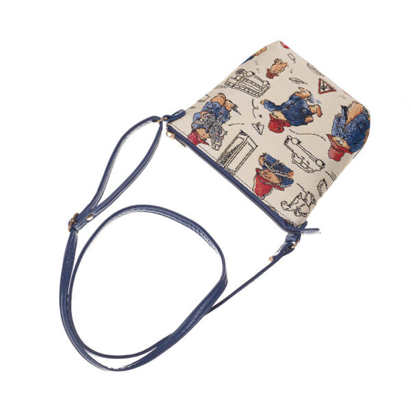 Signare Tapestry Paddington Bear London Crossbody Sling Bag – Cream & Blue