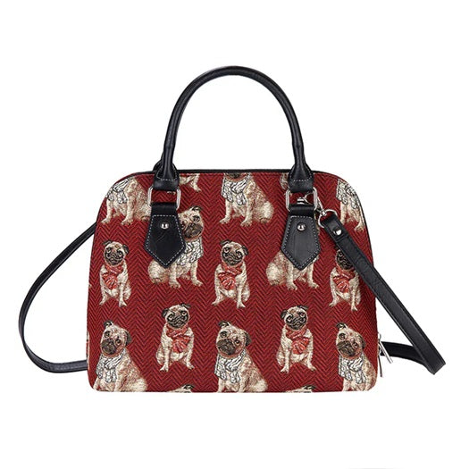 Signare Tapestry Convertible Grab & Shoulder Bag - Pug