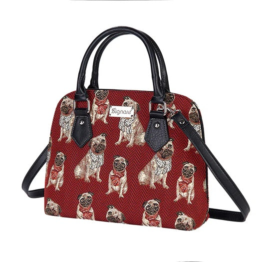 Signare Tapestry Convertible Grab & Shoulder Bag - Pug