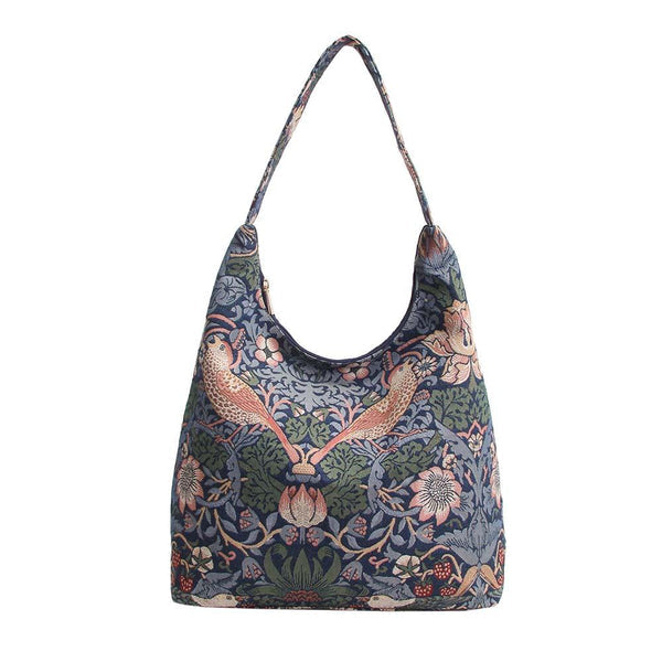 Signare Tapestry Hobo Slouch Bag - William Morris Strawberry Thief Blue