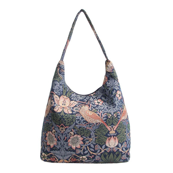 Signare Tapestry Hobo Slouch Bag - William Morris Strawberry Thief Blue