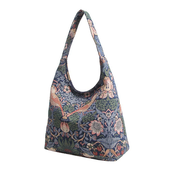 Signare Tapestry Hobo Slouch Bag - William Morris Strawberry Thief Blue