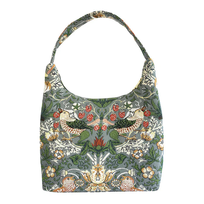 Signare Tapestry Hobo Slouch Bag - William Morris Strawberry Thief Grey