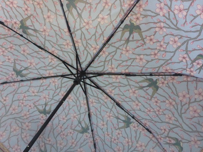 Signare Compact Folding Umbrella | Walter Crane Almond Blossom & Swallow Design