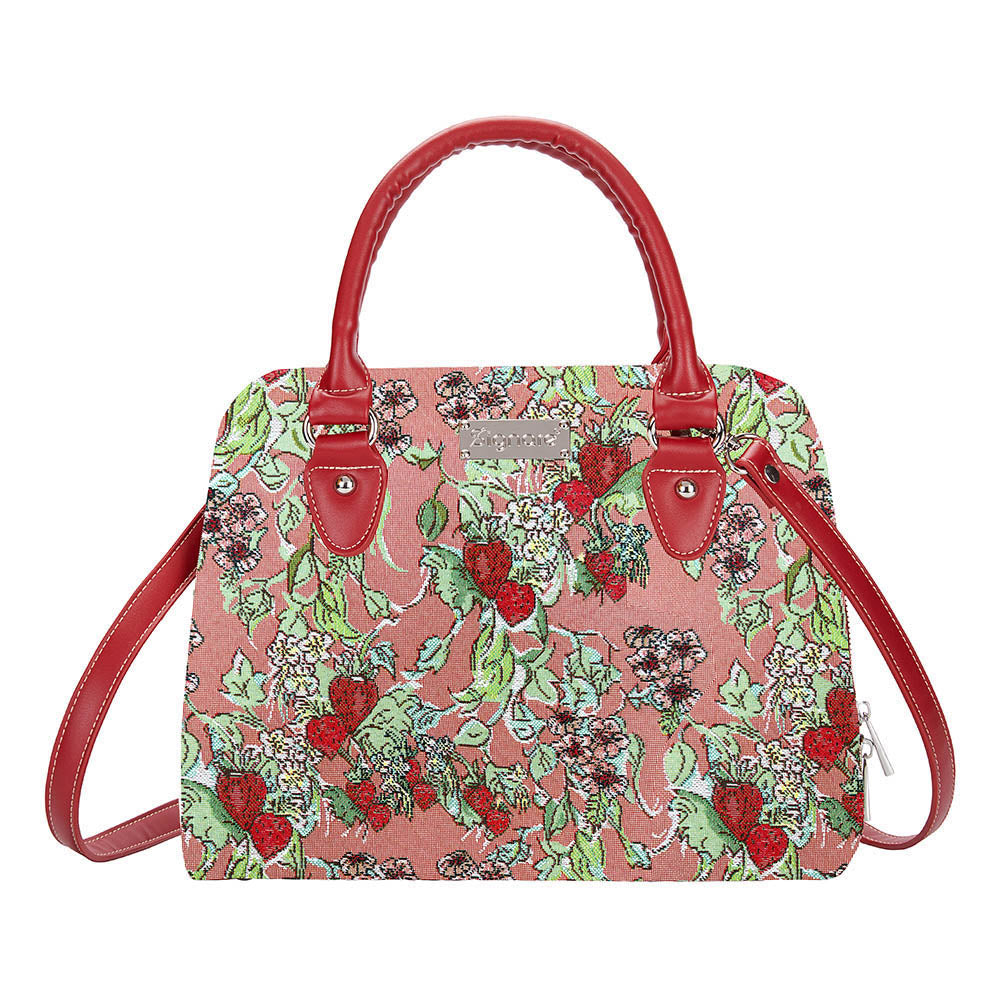 Signare Tapestry Convertible Grab & Shoulder Bag - Wild Strawberry