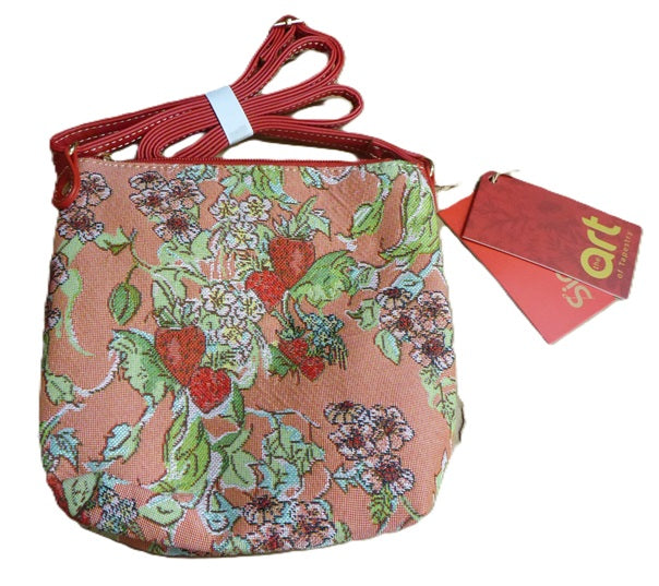 Signare Tapestry Wild Strawberry Crossbody Sling Bag